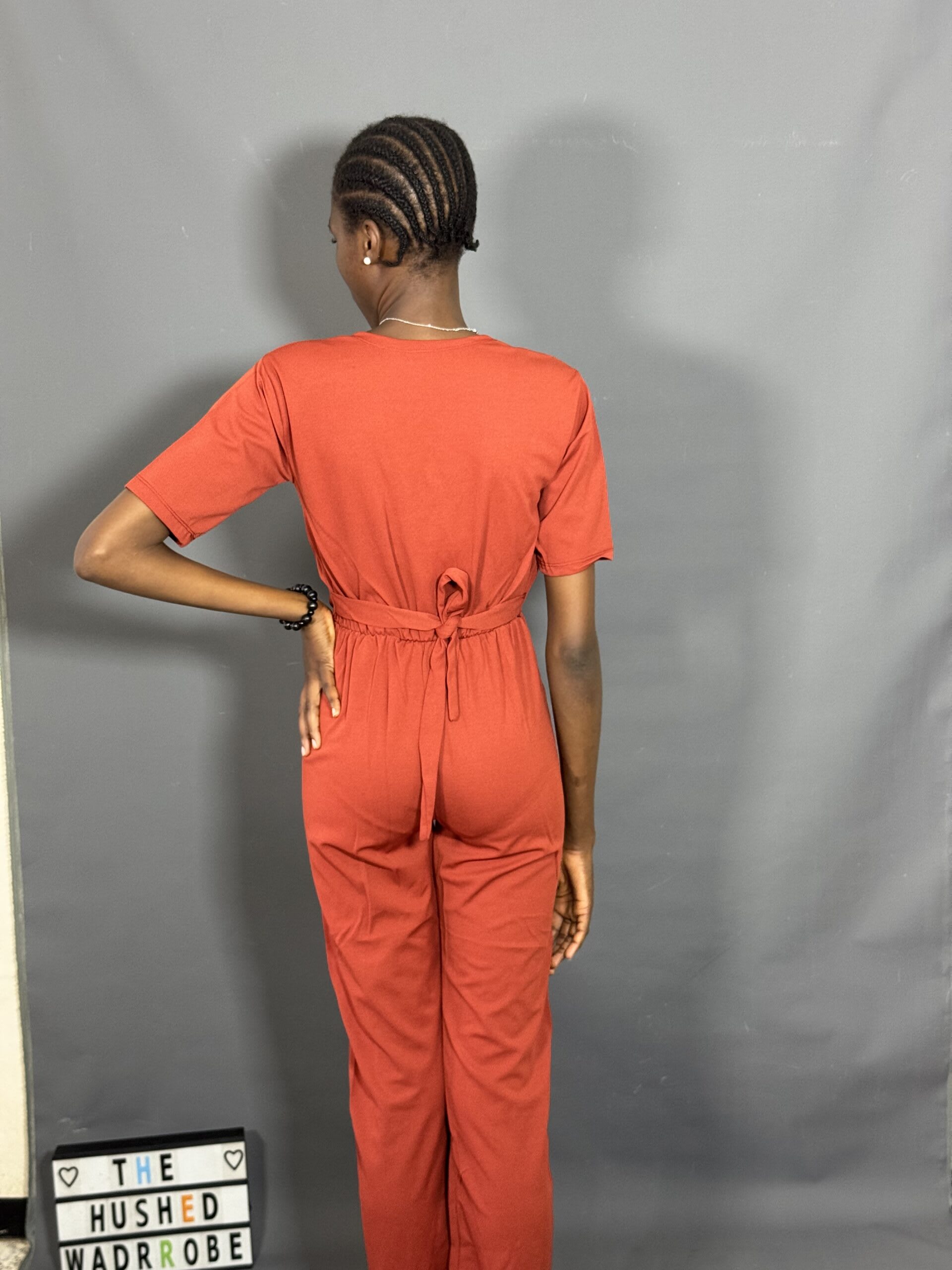 Red Front Wrap Jump suit - Image 2
