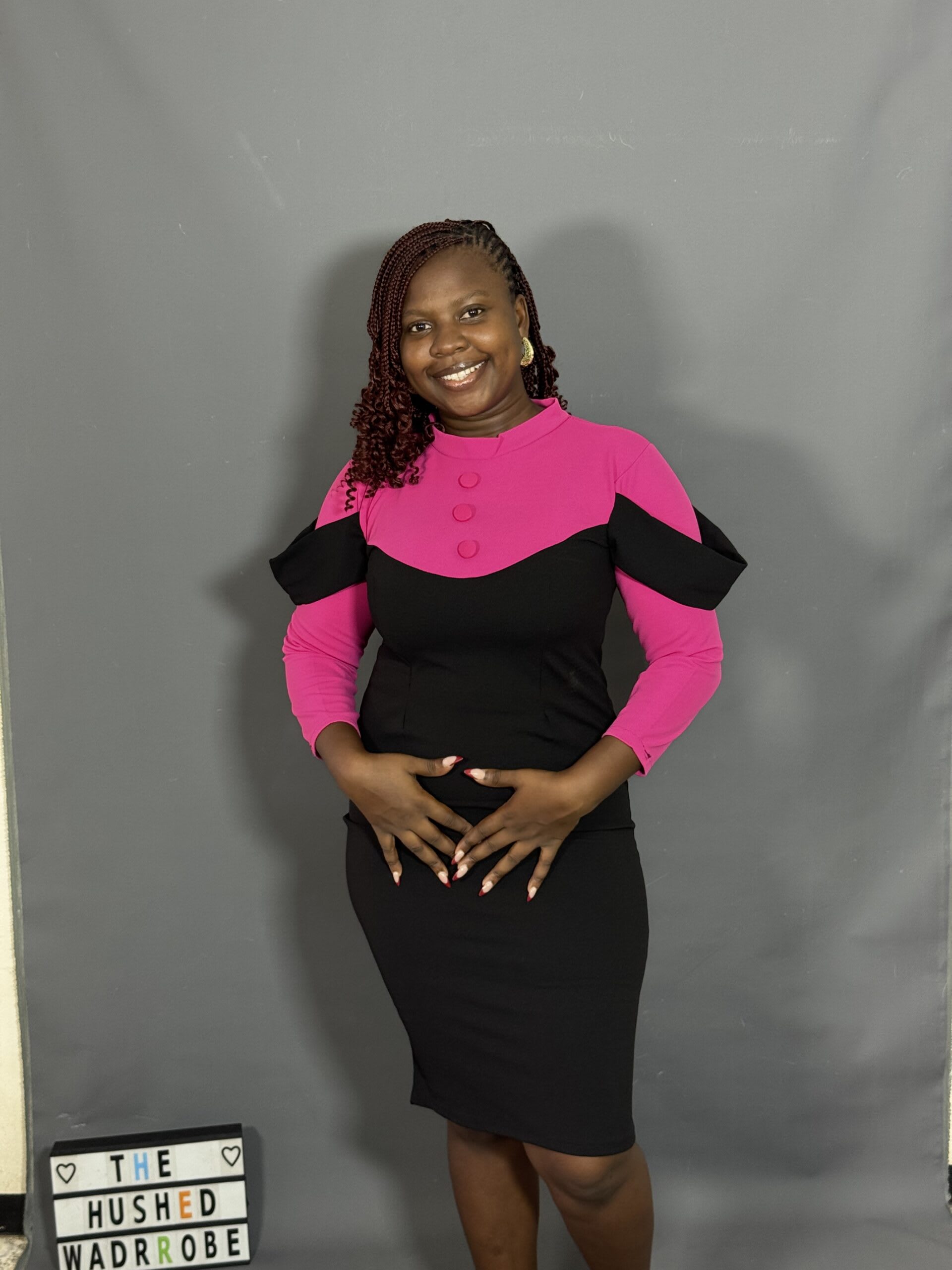 Hot Pink & Black Color-Block Dress