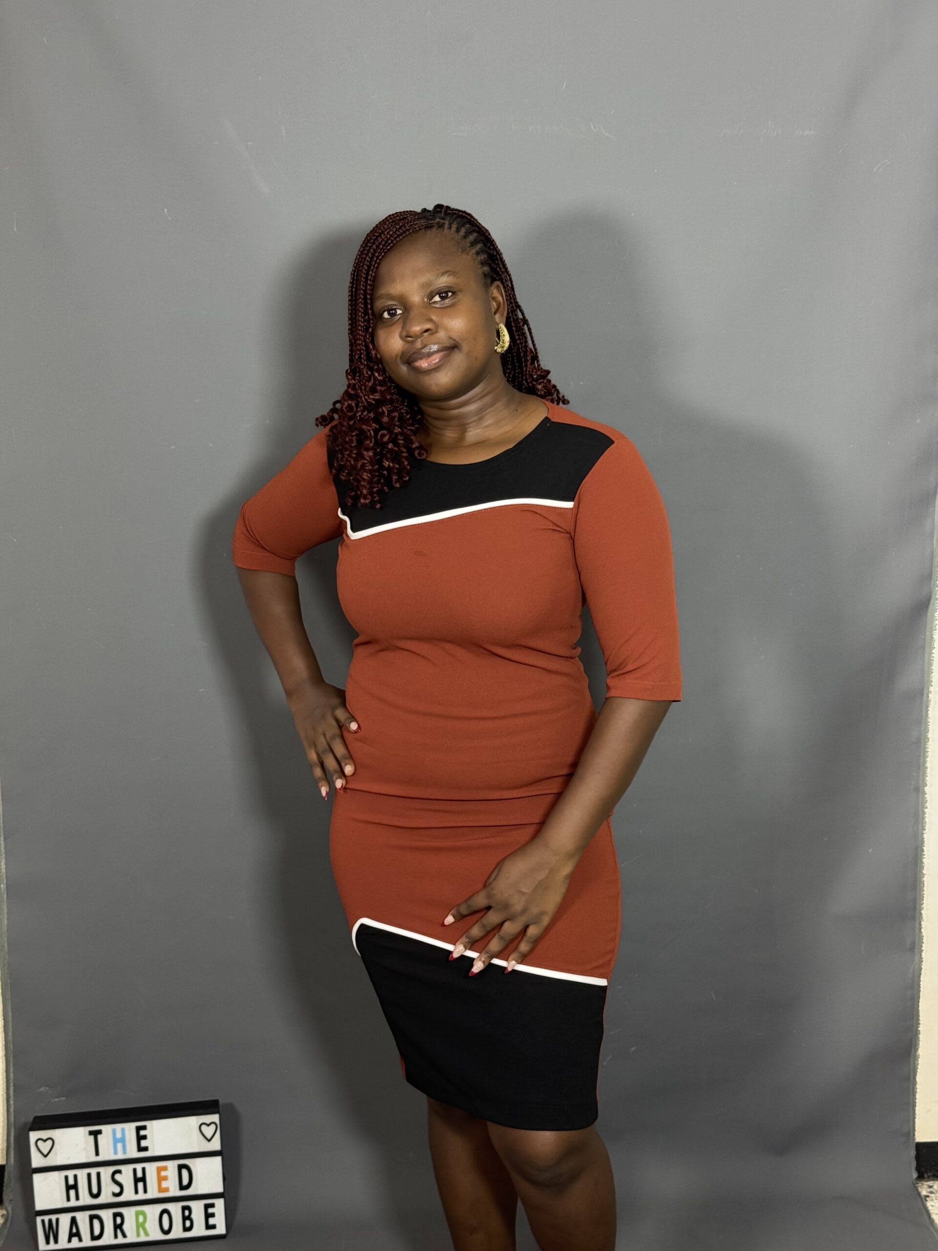 Rust and Black Color-Block Dress - Image 2