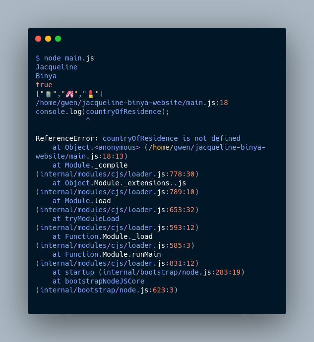 Results on the terminal