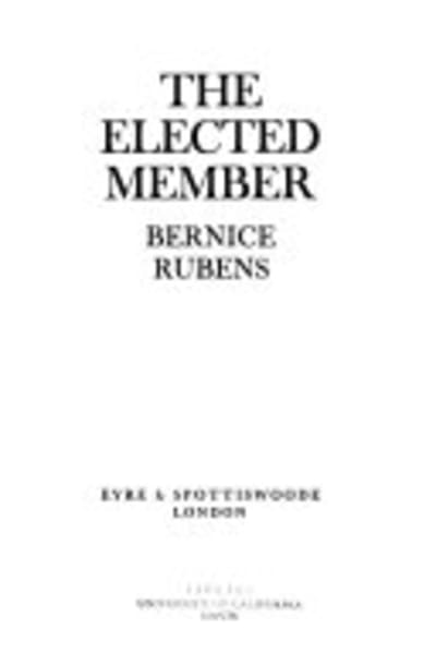 The Elected Member by Bernice Rubens — book cover