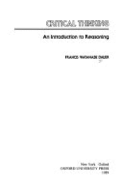 Critical Thinking by Francis Watanabe Dauer — book cover
