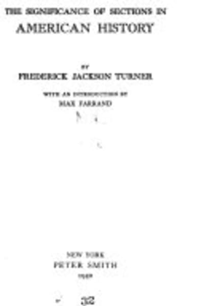 The Significance of Sections in American History by Frederick Jackson Turner — book cover