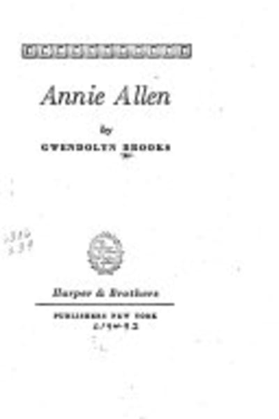 Annie Allen by Gwendolyn Brooks — book cover