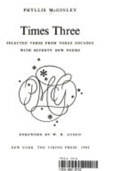 Times Three: Selected Verse From Three Decades by Phyllis McGinley — book cover