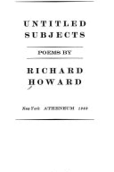 Untitled Subjects by Richard Howard — book cover