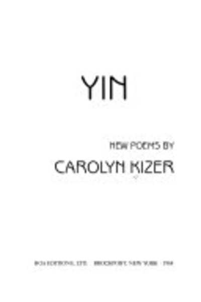 Yin by Carolyn Kizer — book cover