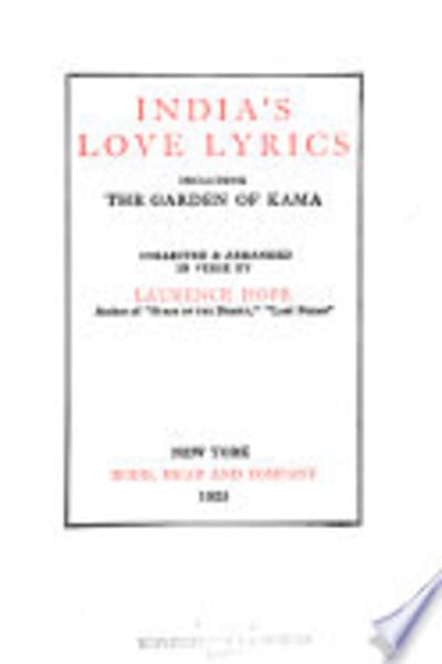 India's Love Lyrics by Laurence Hope — book cover