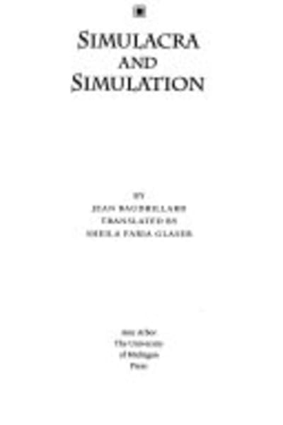 Simulacra and Simulation by Jean Baudrillard — book cover