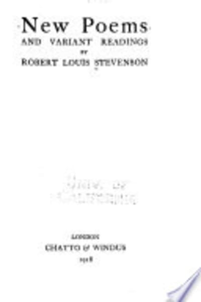 New Poems, and Variant Readings by Robert Louis Stevenson — book cover