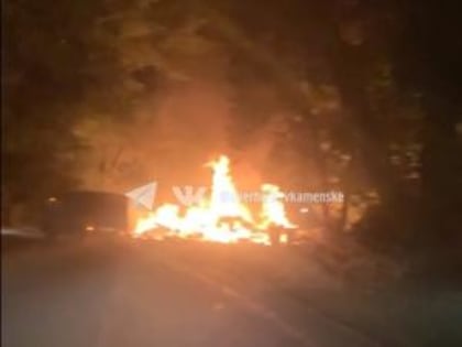 В Каменске сгорели мусорные баки у обочины дороги