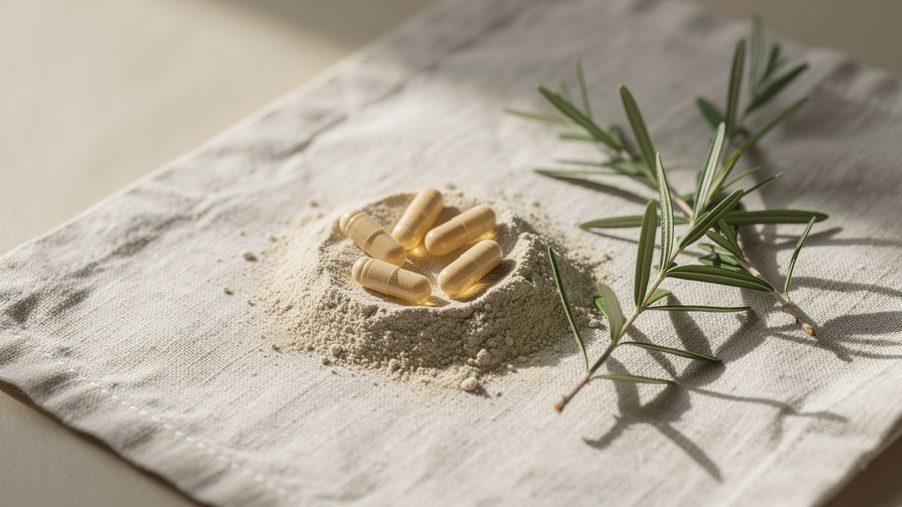 Glas med mjölk och ljust proteinpulver som illustrerar lactoferrin
