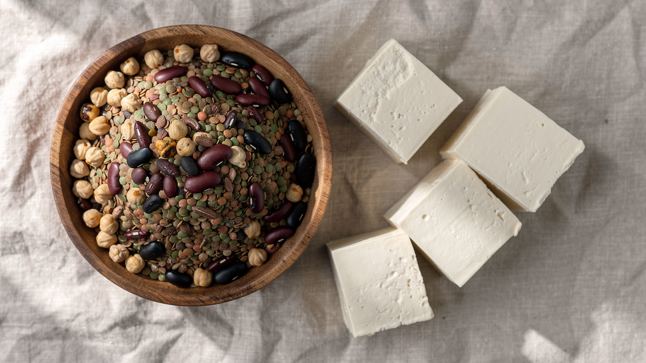 Proteinrika livsmedel som innehåller fenylalanin, bland annat ägg, mandlar, sojabönor, lax och mjölk