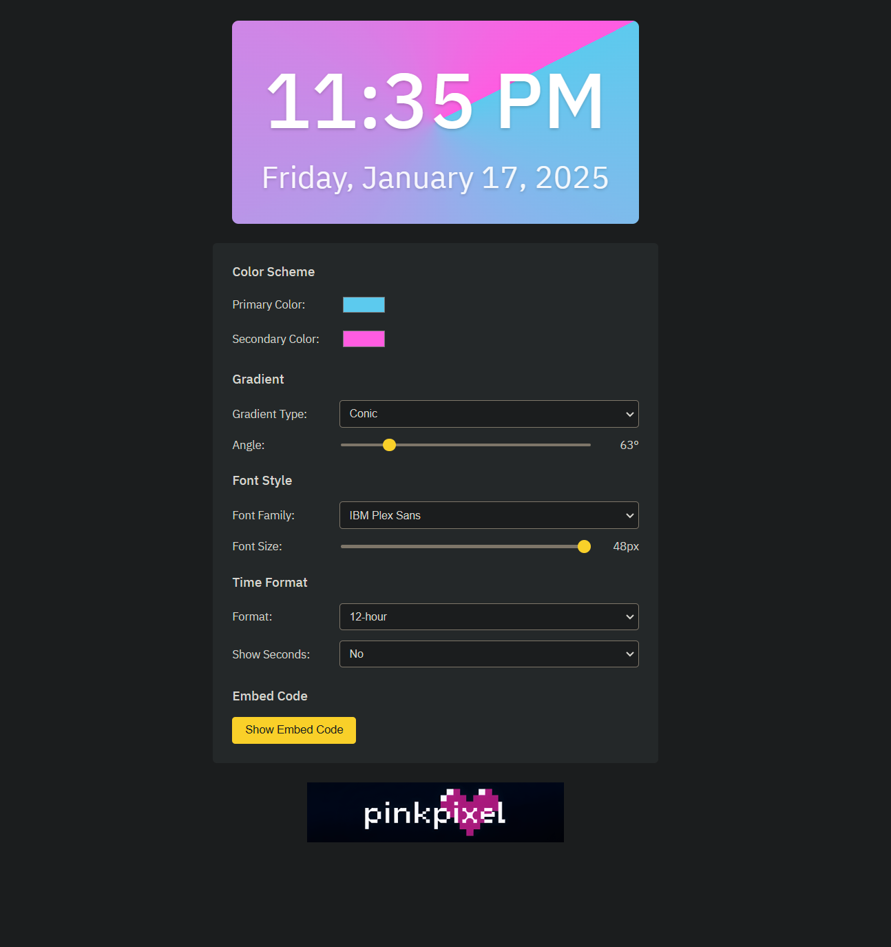 Clock Widget Preview