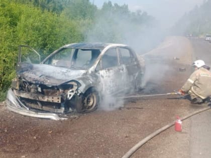 На трассе в Бурятии сгорел автомобиль красноярца