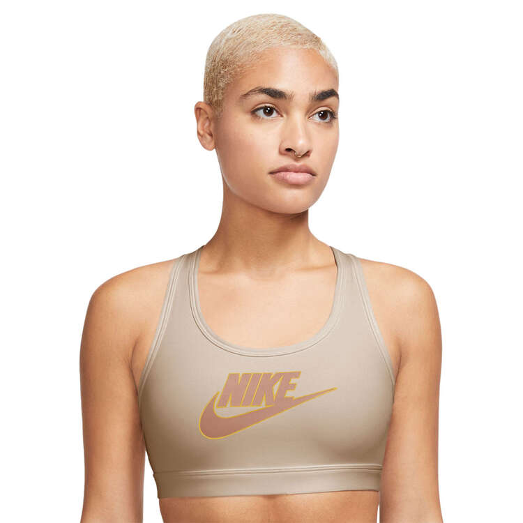 Nike Womens Dri-FIT Swoosh Futura Medium Support Sports Bra Background Image