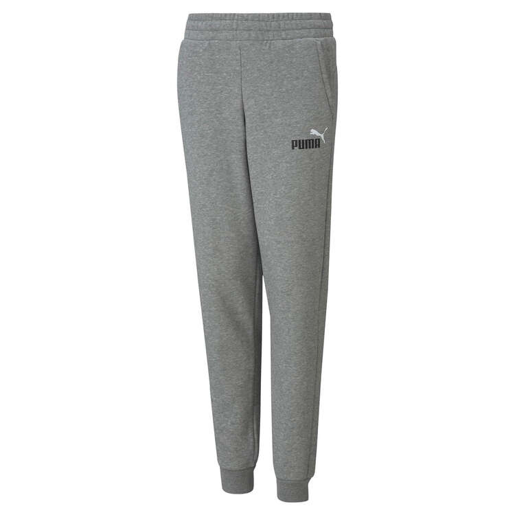 PUMA Junior Essentials Plus 2 Colour Logo Fleece Cuffed Track Pants Background Image