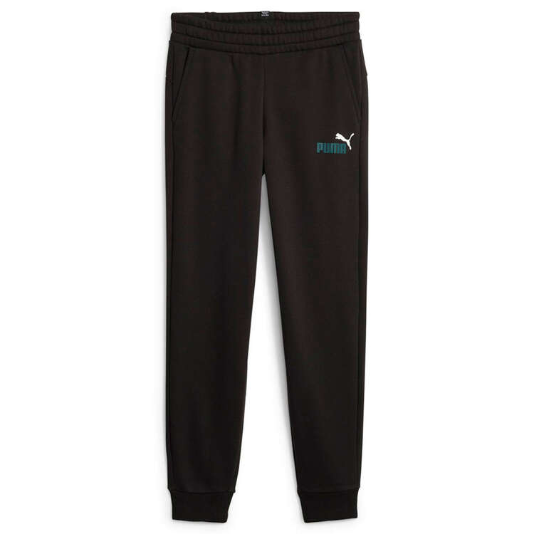 PUMA Junior Essentials Plus 2 Colour Logo Fleece Cuffed Track Pants Background Image