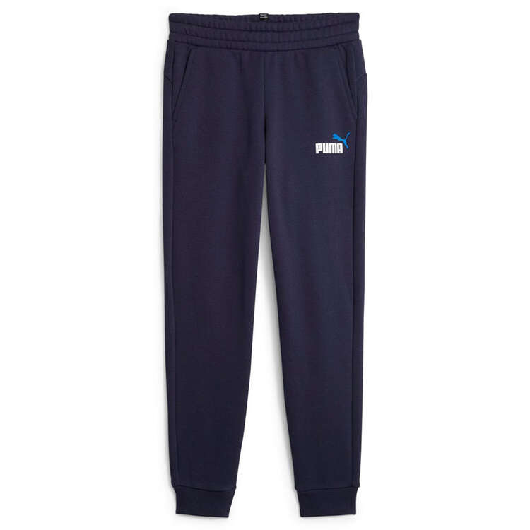 PUMA Junior Essentials Plus 2 Colour Logo Fleece Cuffed Track Pants Background Image