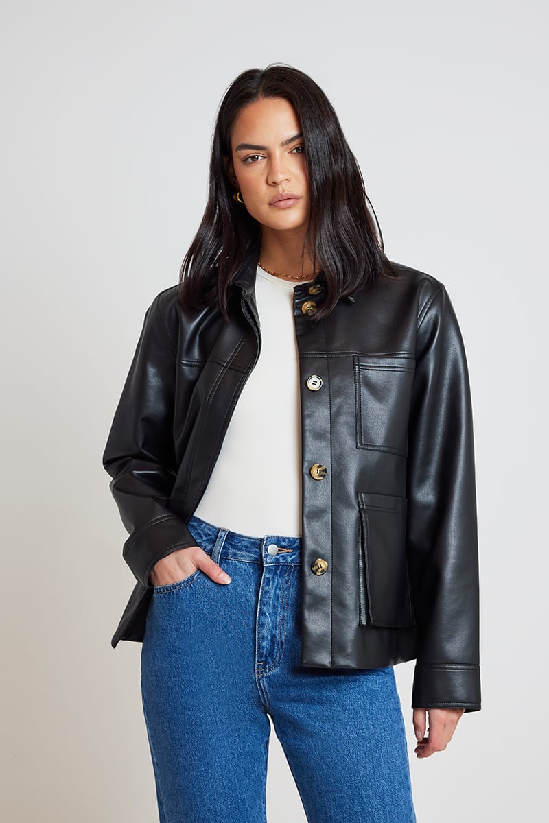 Nude Lucy Telsey Faux Leather Jacket Background Image