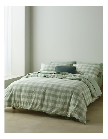 Jude Yarn Dyed Cotton Quilt Cover Set in Pistachio Background Image