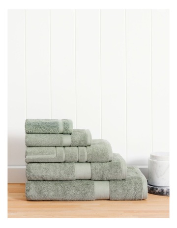 Luxury Egyptian Towel Range in Sage Background Image