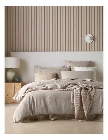 Sandy Cape Washed Belgian Linen Quilt Cover Set in Moonbeam Background Image