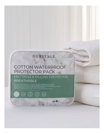 Washable Cotton Waterproof Mattress and Pillow Protector Pack in White Background Image