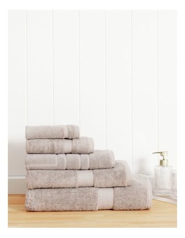 Luxury Egyptian Towel Range in Silver Background Image