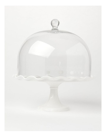 Scalloped Edge Cake Dome and Glass Stand Large Background Image