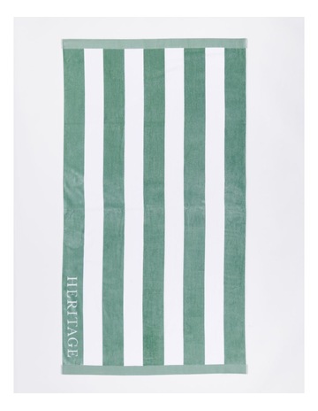 Santorini Resort Stripe Beach Towel in Sage Background Image