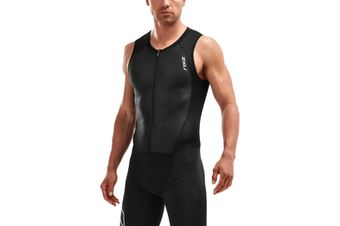 2XU Men's Compression Tri Singlet - Black Background Image