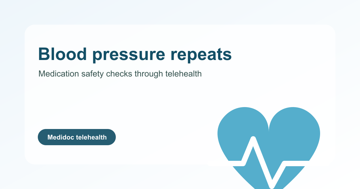 Blood Pressure Medication Online Australia | Repeat Scripts | Medidoc ...