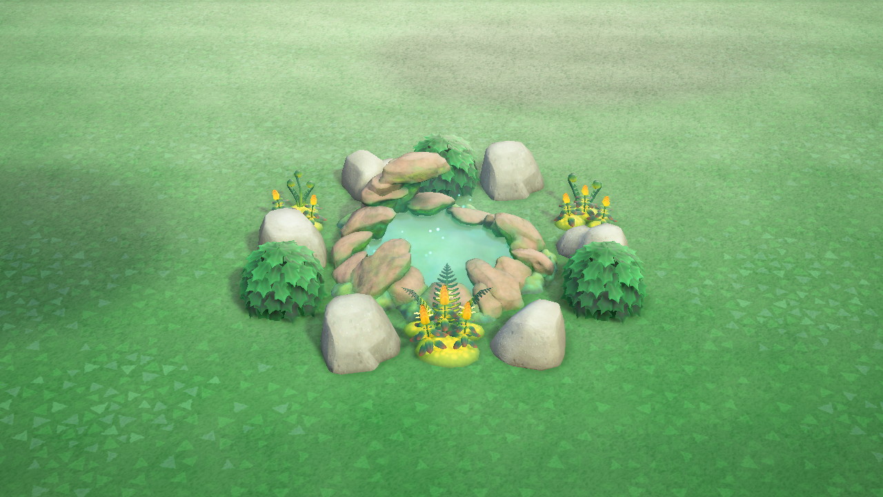 Purple Glowing Pond Rock Garden in Animal Crossing New Horizons