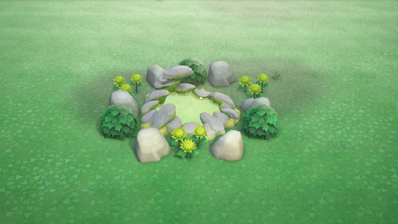Green Glowing Pond Rock Garden in Animal Crossing New Horizons