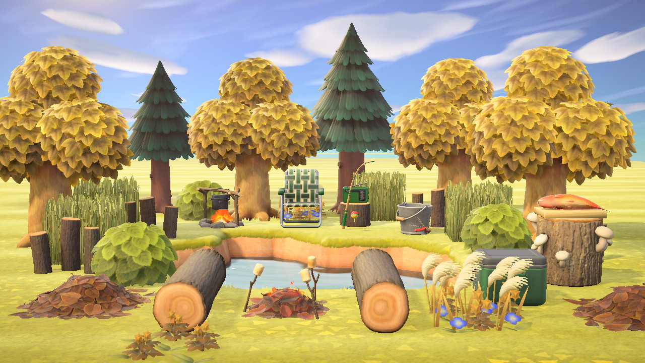 Cozy Fall Fishing Spot in Animal Crossing New Horizons