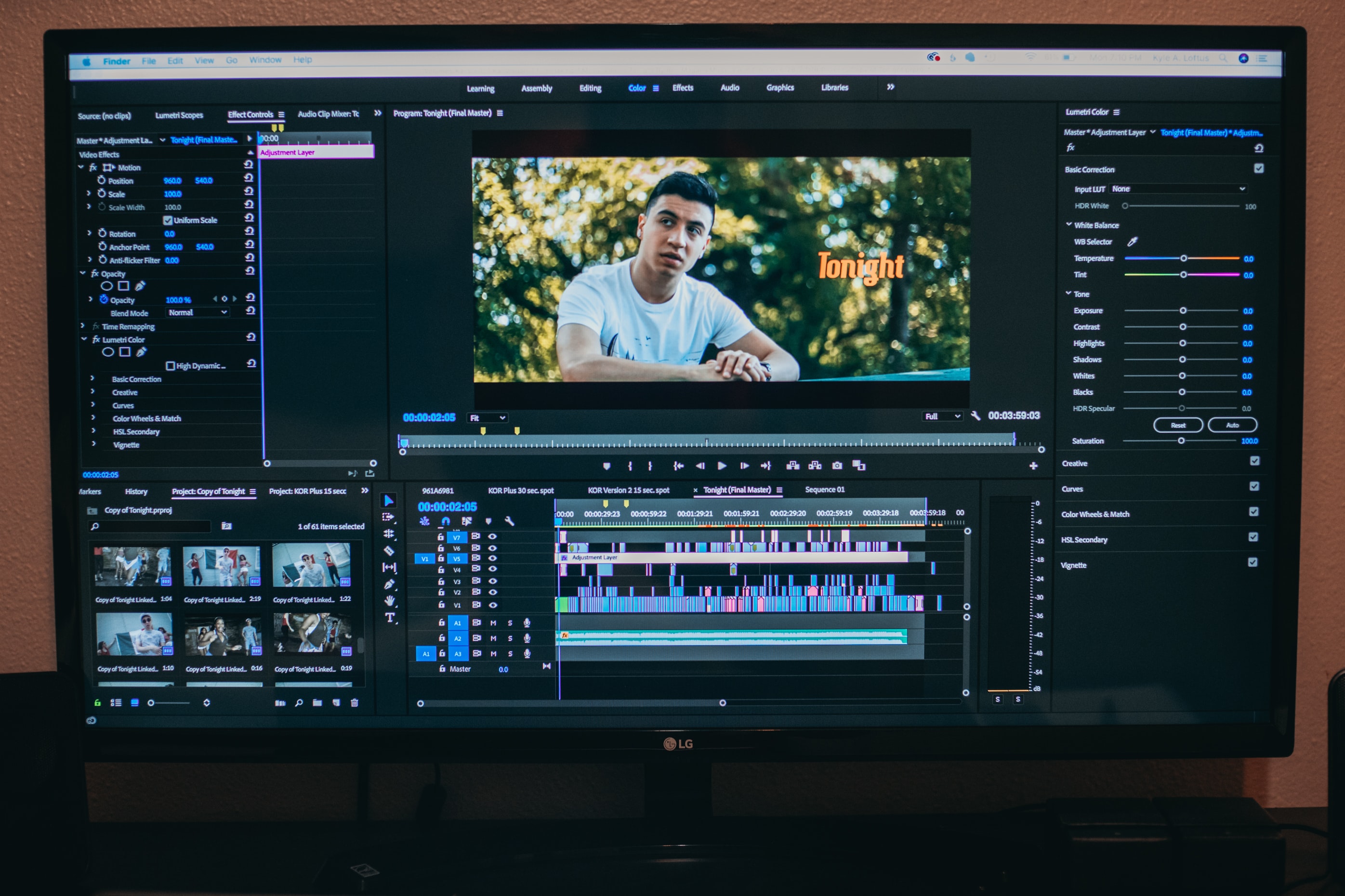 editing a video on video editing program