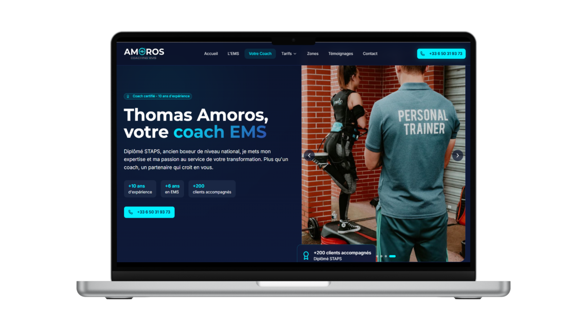 Site web sur mesure pour coach sportif à domicile — création Aurea Agency