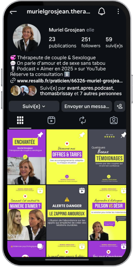 Stratégie de contenu Instagram pour thérapeute — gestion réseaux sociaux Aurea Agency