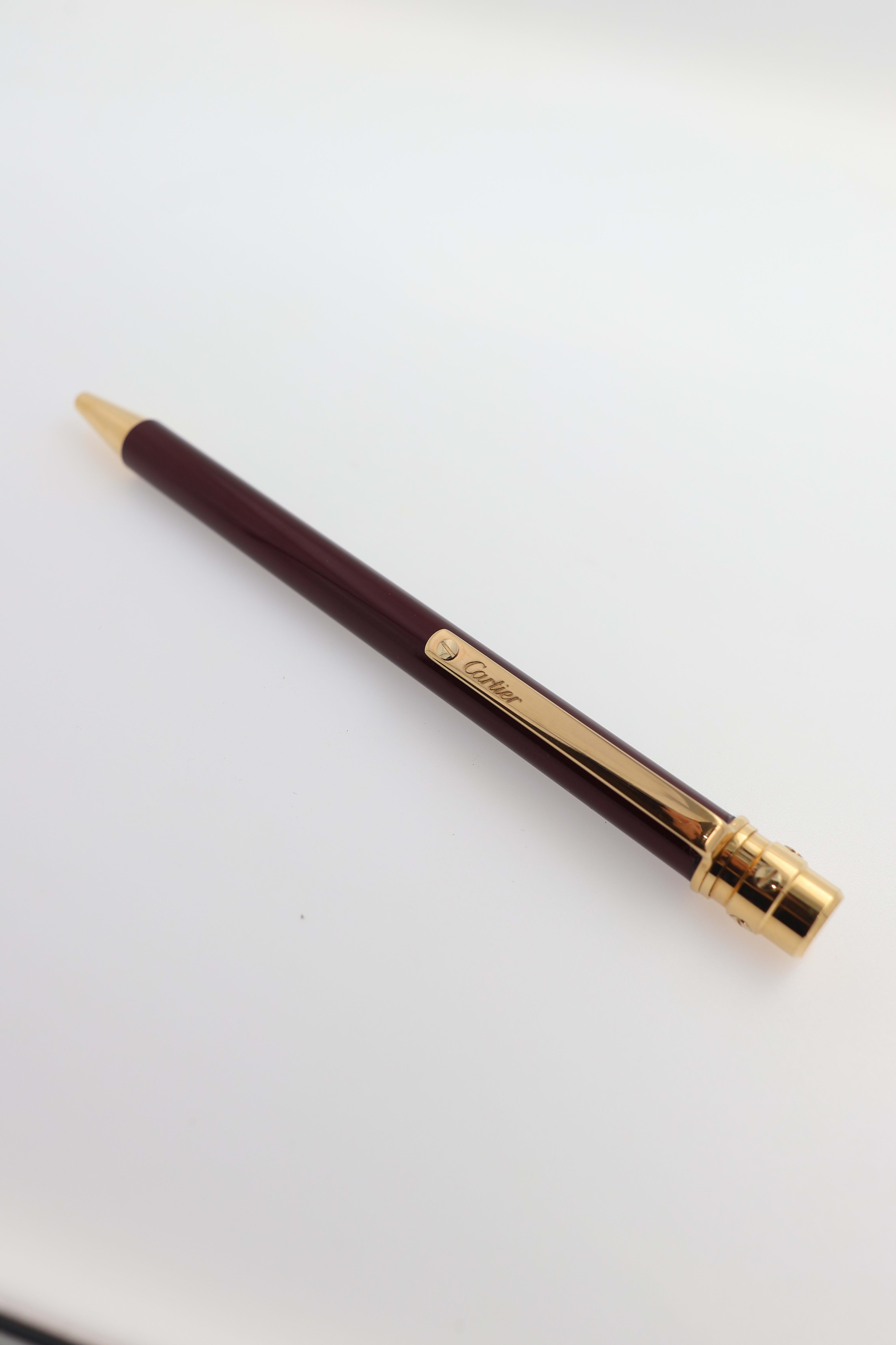  Cartier Must de Cartier Bordeaux Lacquer Ballpoint Pen view 4