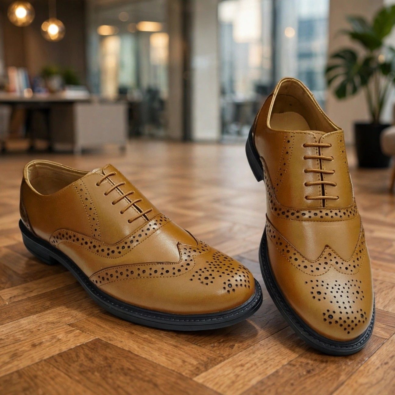 TI-TAN Brouge Shoe Premium CRUST Genuine Leather TPR SOLE High Quality shoe