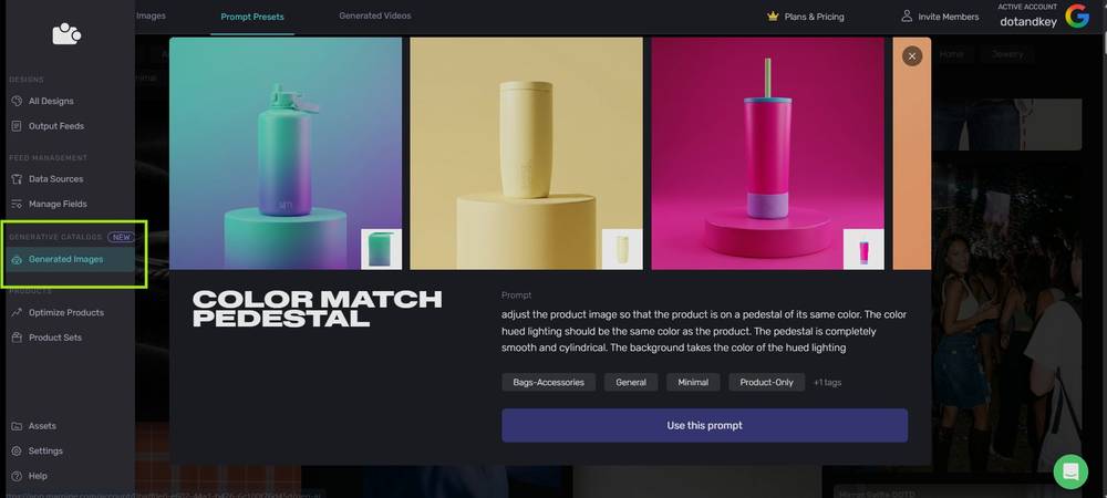 Marpipe generated product catalog images on color-matched pedestals