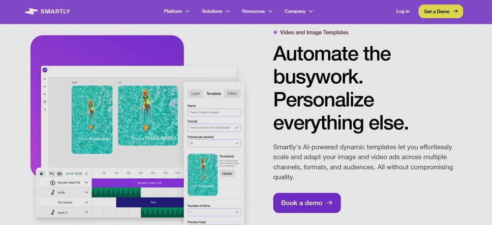 Smartly template editor resizing assets you already supply across formats