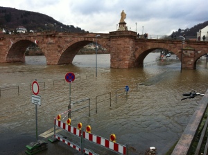 浸水した Altebrücke 下の道路