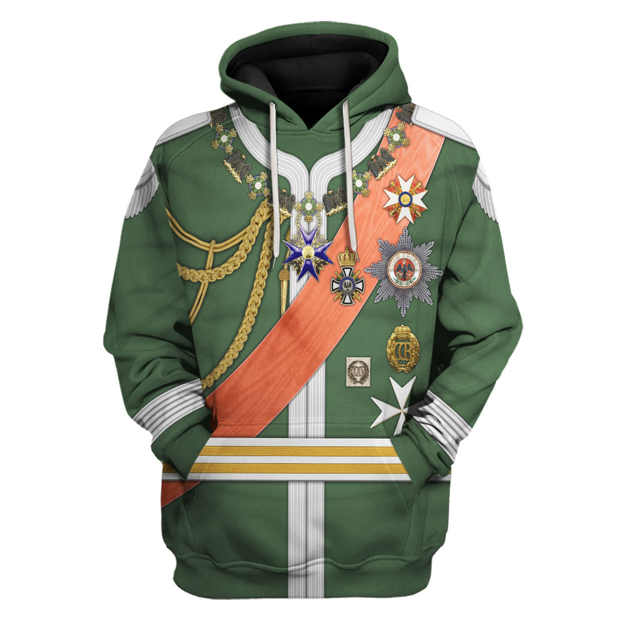 Gearhomie Kaiser Wilhelm II Uniform Dreifarbendruck Costume hoodie