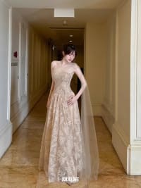 Jolie Loft - Váy nude ren hoa dáng dài Aura Dress đi tiệc tại Đà Nẵng size L