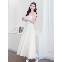 Váy 2 dây dáng dài ren hoa 3D phối lưới dáng xòe đi tiệc tại Đà Nẵng size L