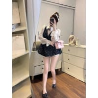 Set váy babydoll gồm áo và váy thanh lịch tiểu thư dáng ngắn đi tiệc tại Đà Nẵng size M