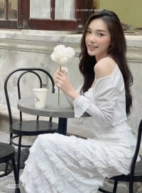 Set maxi kèm khoác dáng dài đi chơi đi biển dáng ôm xòe thân thanh lịch nữ' đi tiệc tại Đà Nẵng size M