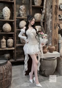 Set áo tua rua quần bí  dáng ngắn NẾP đi biển đi chơi sang chảnh đi tiệc tại Đà Nẵng size M